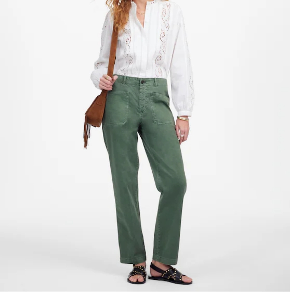 Madewell Green Straight Leg Utility Pants - NWT